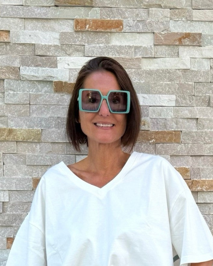 Sonnenbrille eckig mit Karomuster am Steg Aloe
