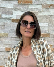 Sonnenbrille eckig mit Karomuster am Steg Mocha Mouse