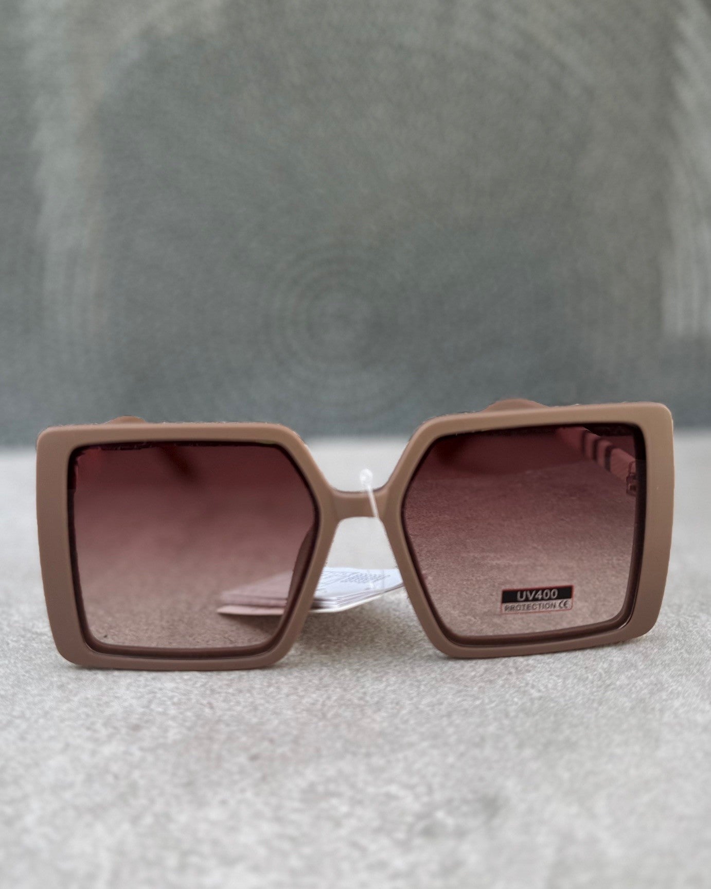 Sonnenbrille eckig mit Karomuster am Steg Mocha Mouse