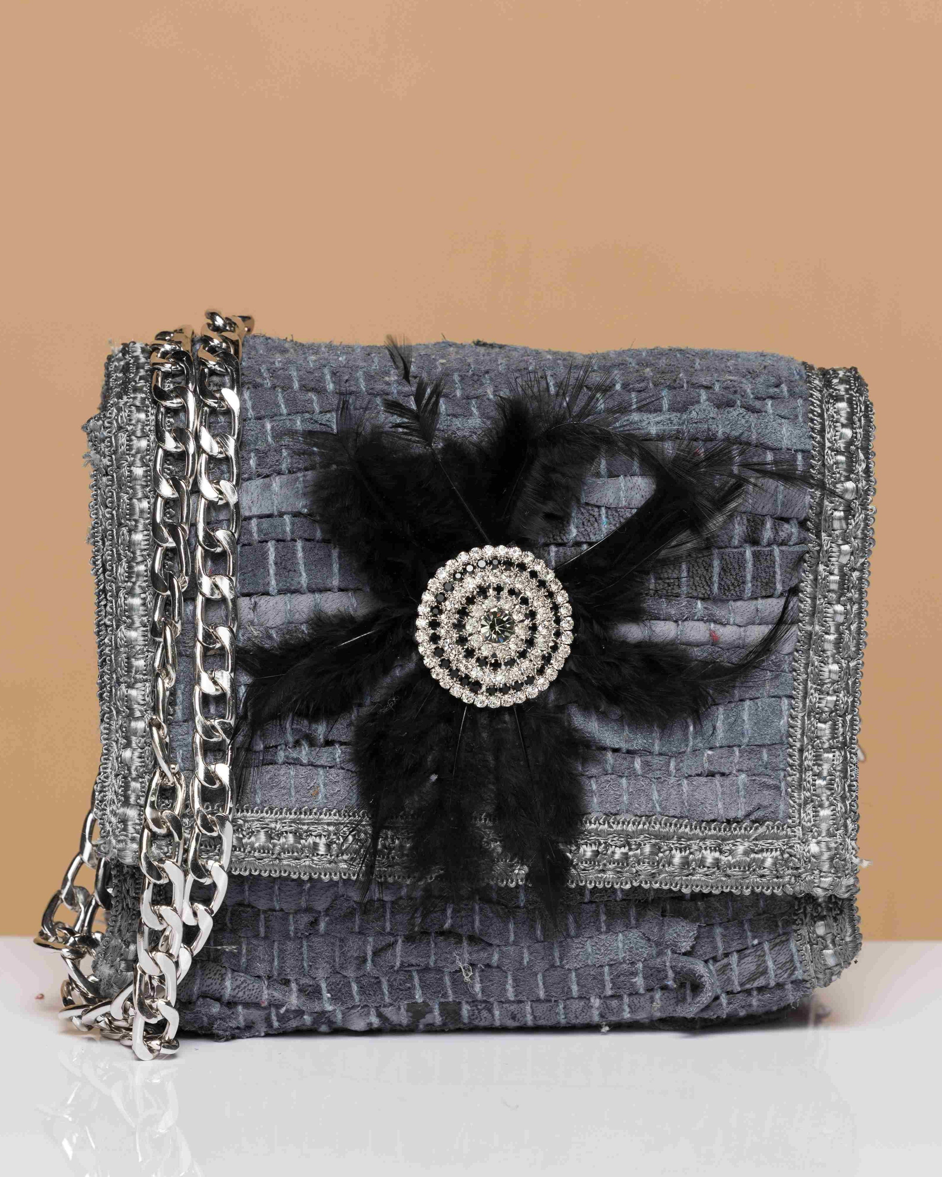 Bag FEATHER KILIM Grey