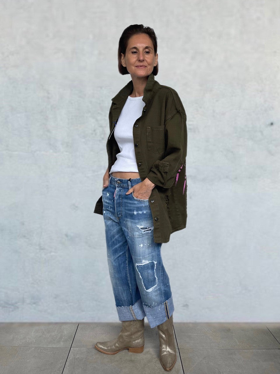 Overshirt Jacke destoyed Big Eye Khaki