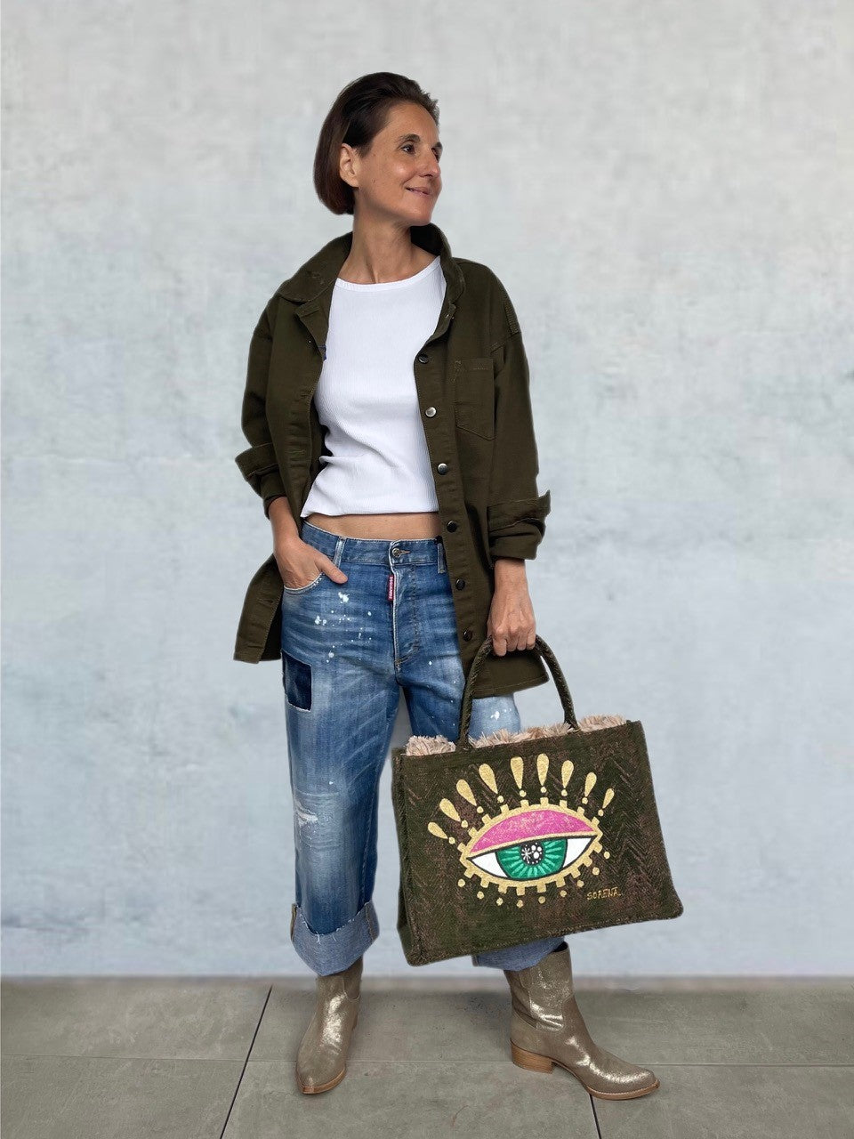 Overshirt Jacke destoyed Big Eye Khaki