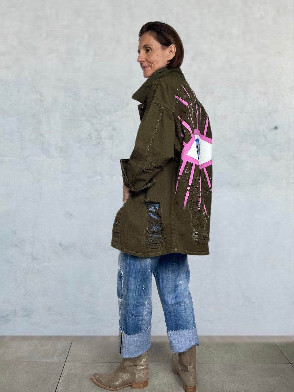 Overshirt Jacke destoyed Big Eye Khaki