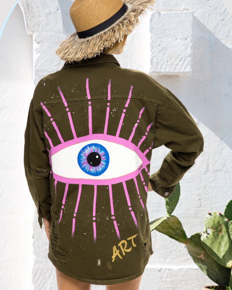 Overshirt Jacke destoyed Big Eye Khaki