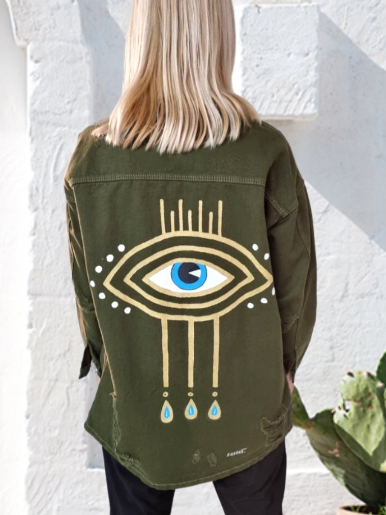 Overshirt Jacke destoyed Lucky Eye Khaki