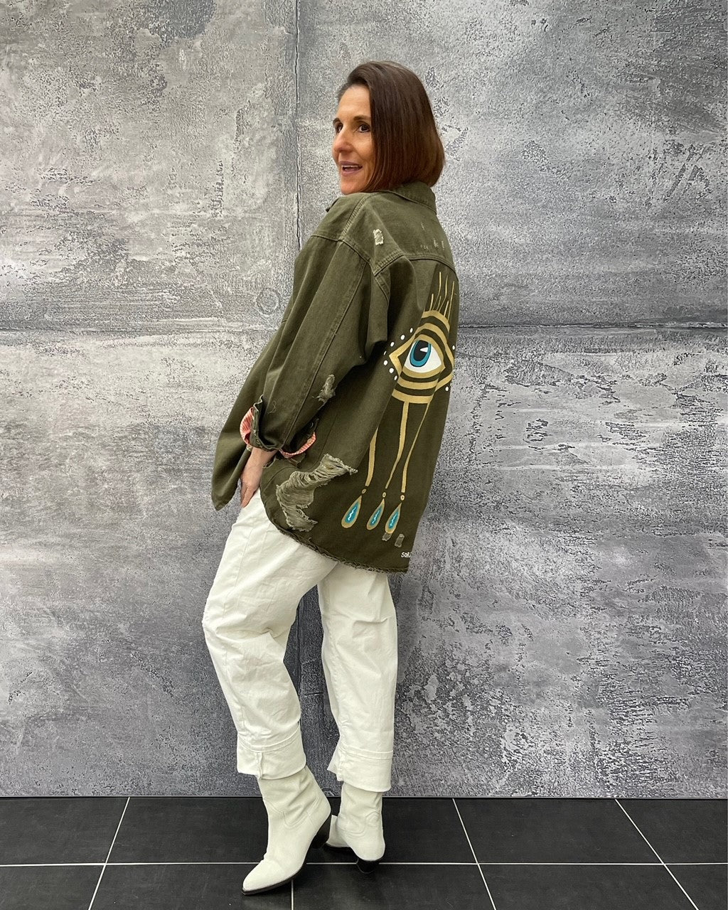 Overshirt Jacke destoyed Lucky Eye Khaki