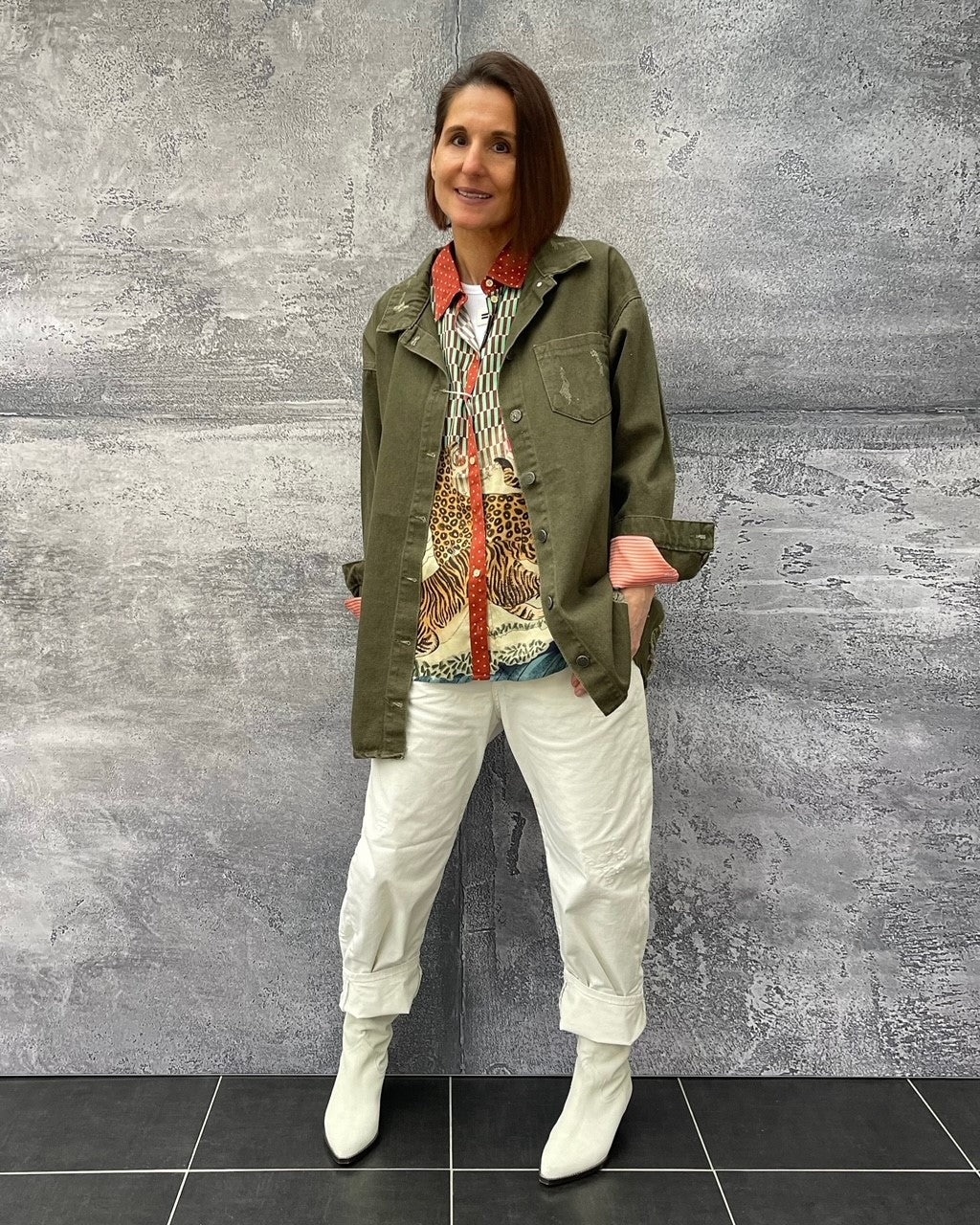 Overshirt Jacke destoyed Lucky Eye Khaki