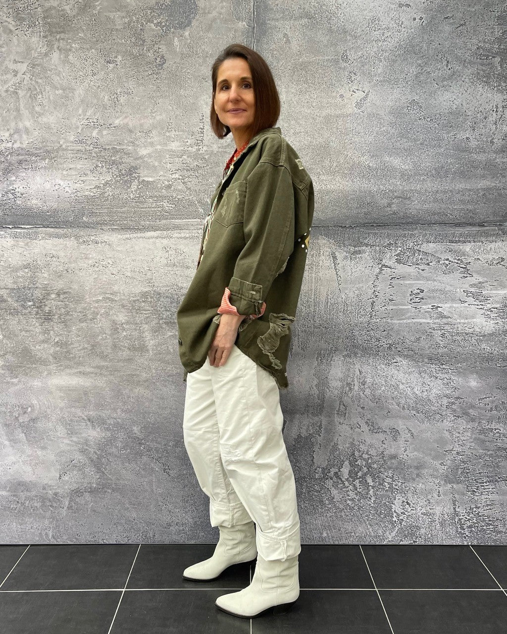 Overshirt Jacke destoyed Lucky Eye Khaki
