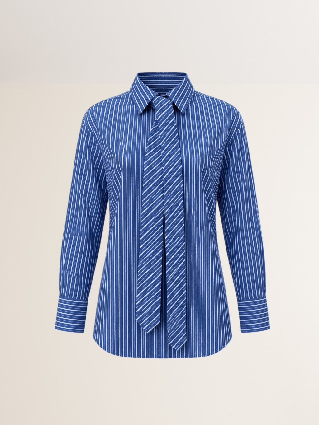 Streifen Bluse mit Krawatte in Blau