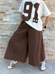 Popeline Culotte / Hosenrock in Espresso