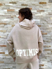 Knit hoodie with intarsia OPTIMIST Beige Melange