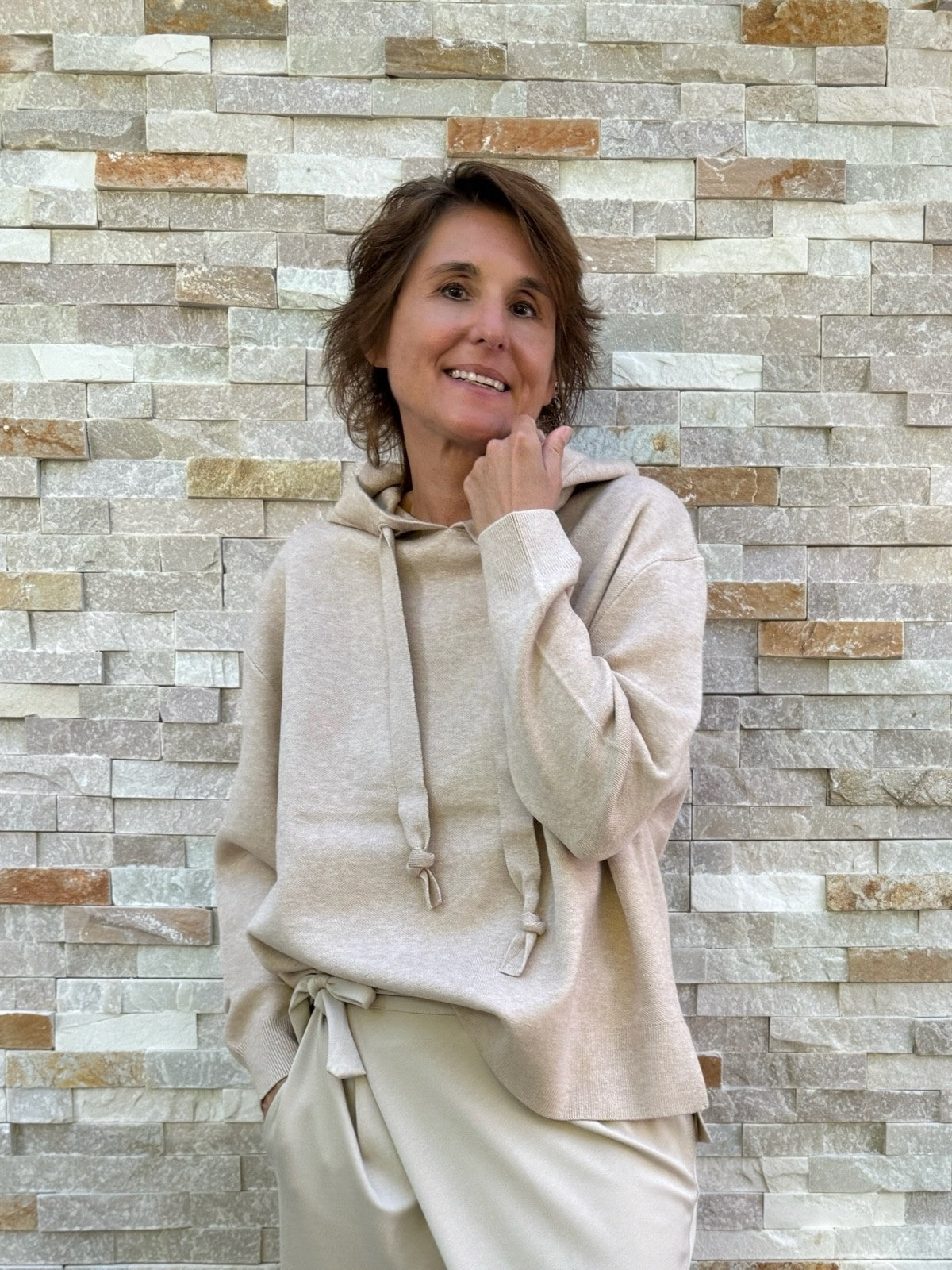 Strick Hoodie mit Intarsien OPTIMIST Beige Melange