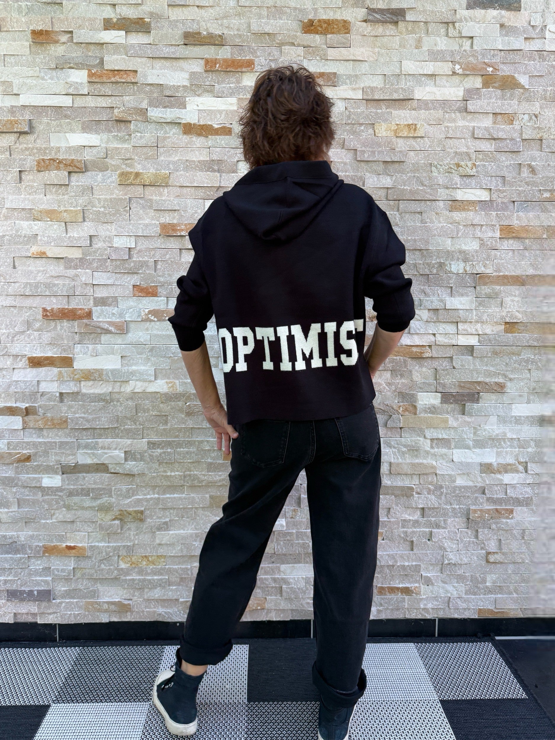 Strick Hoodie mit Intarsien OPTIMIST Schwarz