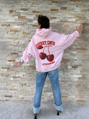 Oversized Hoodie CHERRY mit Rückenprint in Rosa