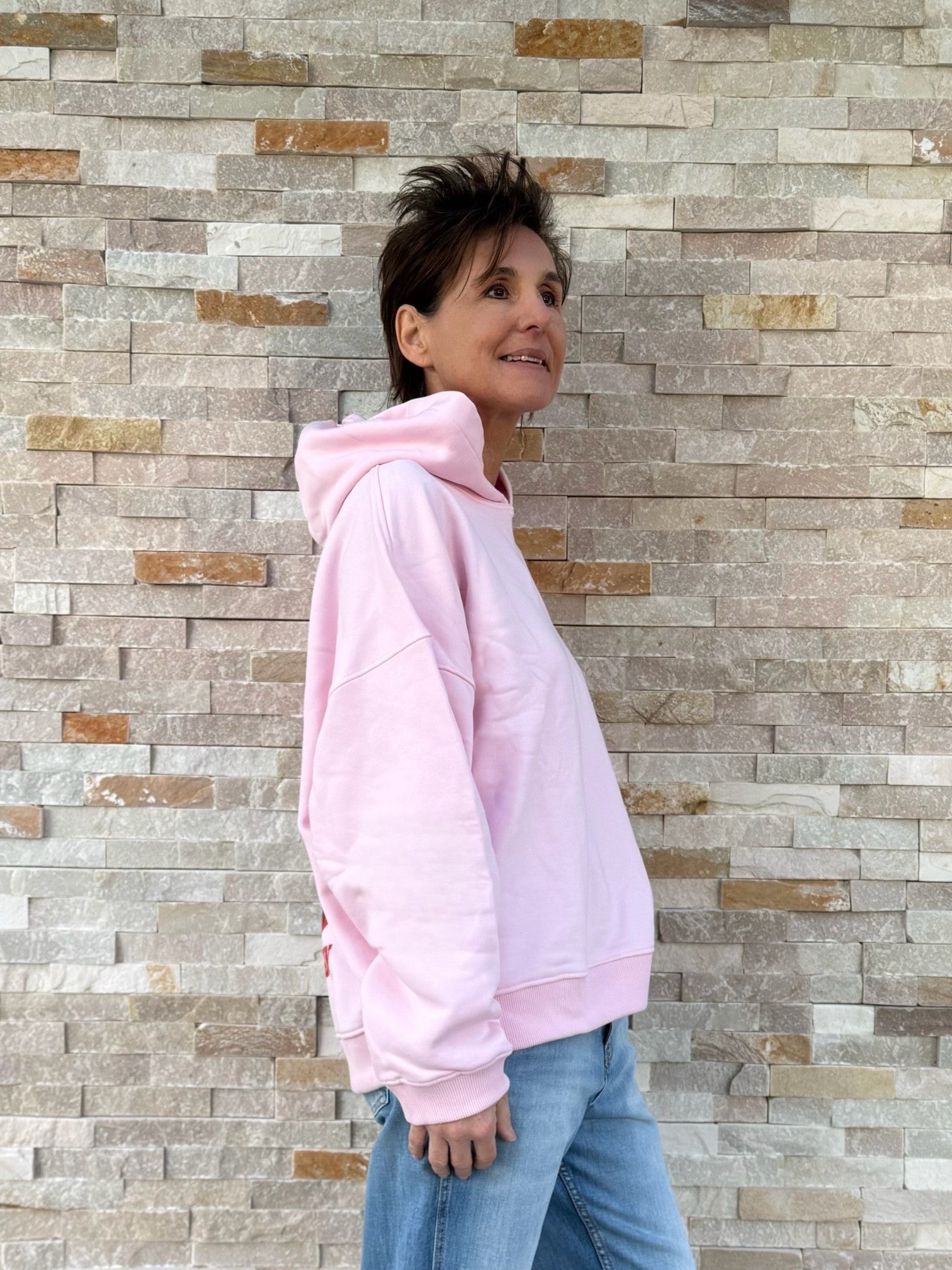 Oversized Hoodie CHERRY with Back Print in Pink