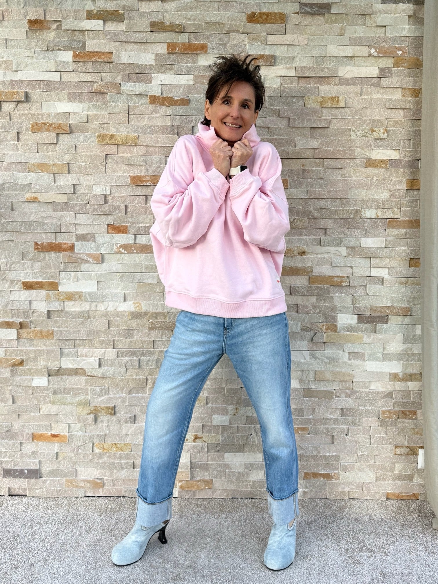 Oversized Hoodie CHERRY with Back Print in Pink