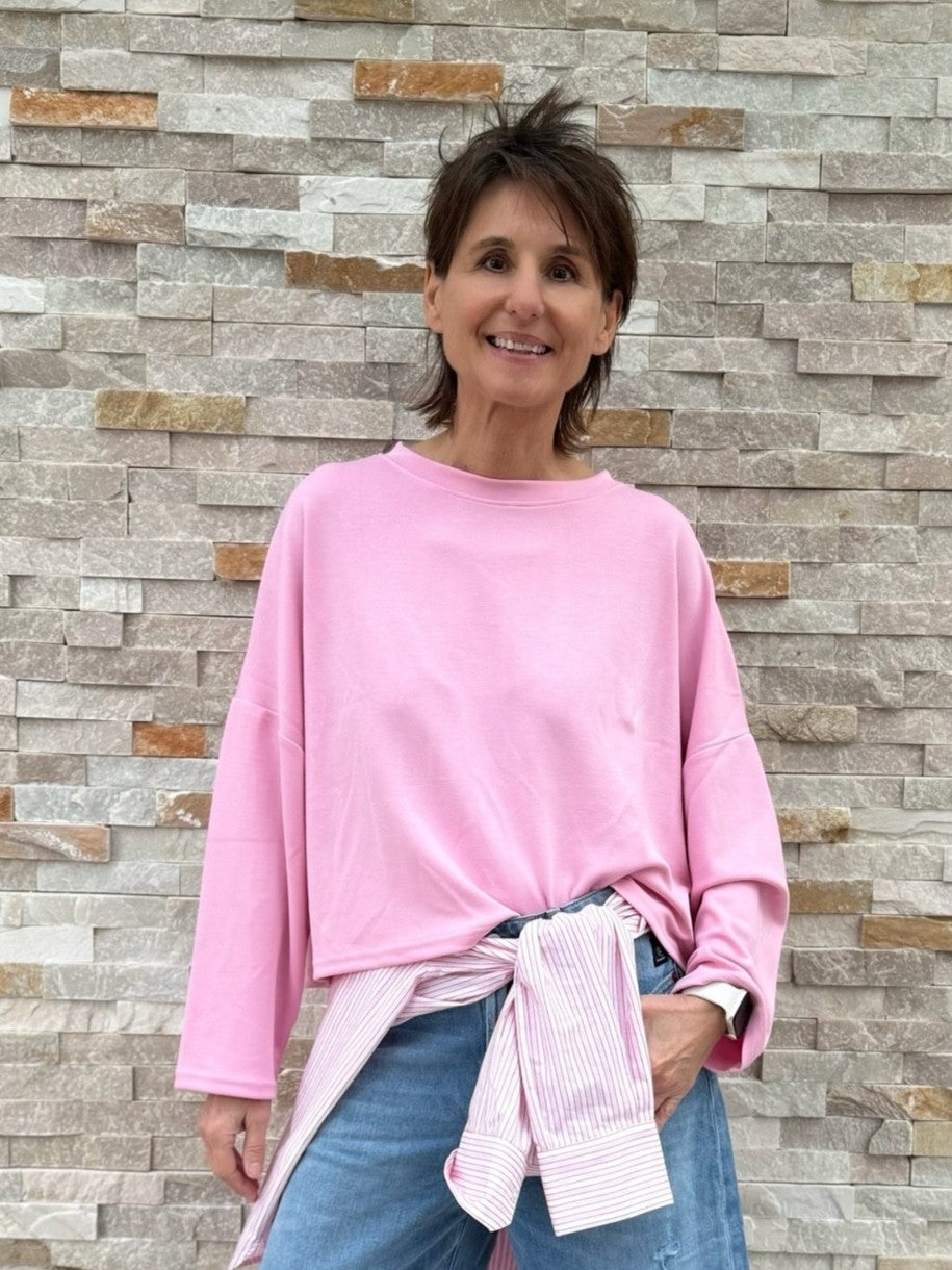 Oversized Scuba Shirt in Light Pink