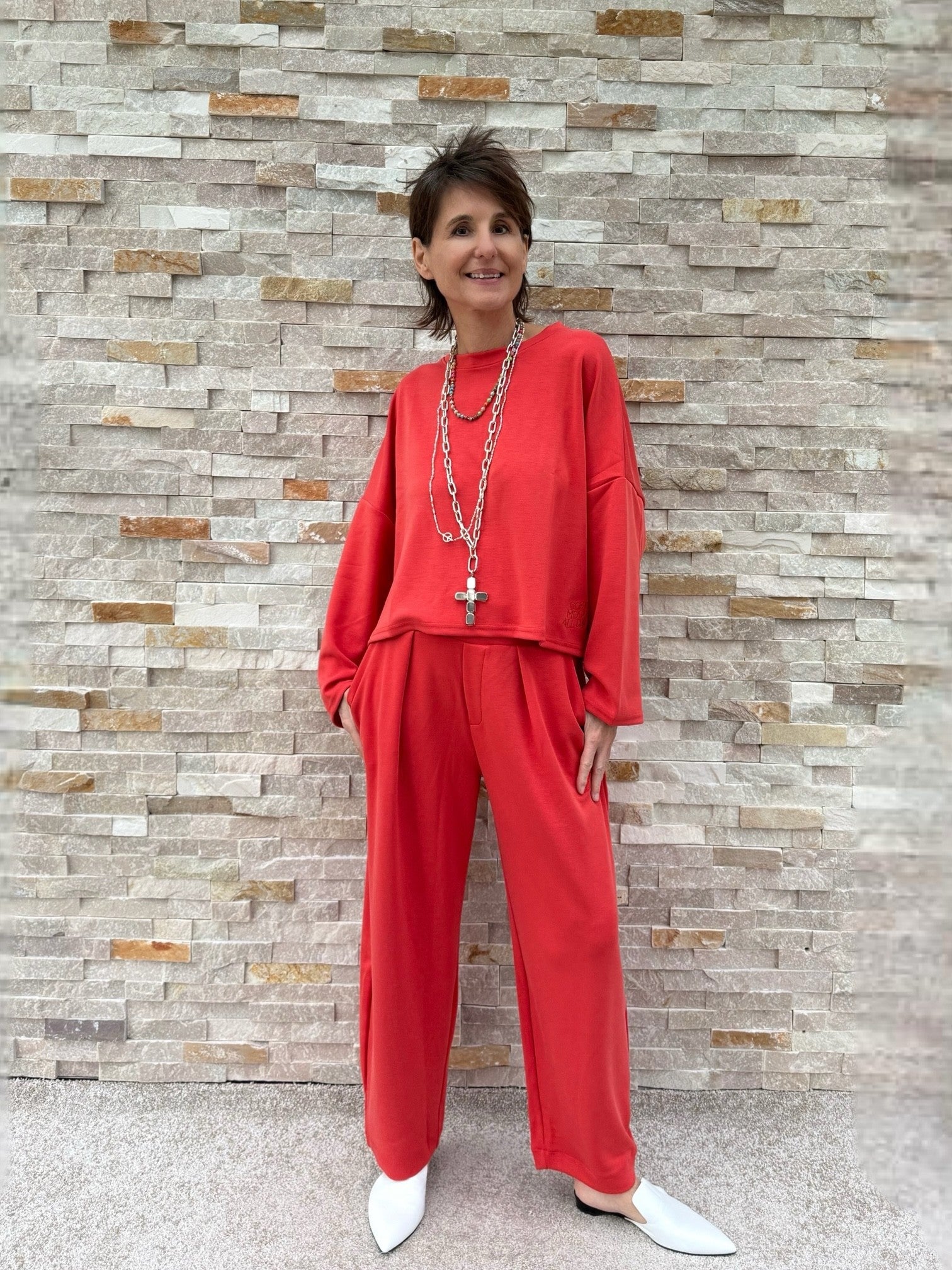 Scuba 7/8 Hose mit Bundfalten Rot