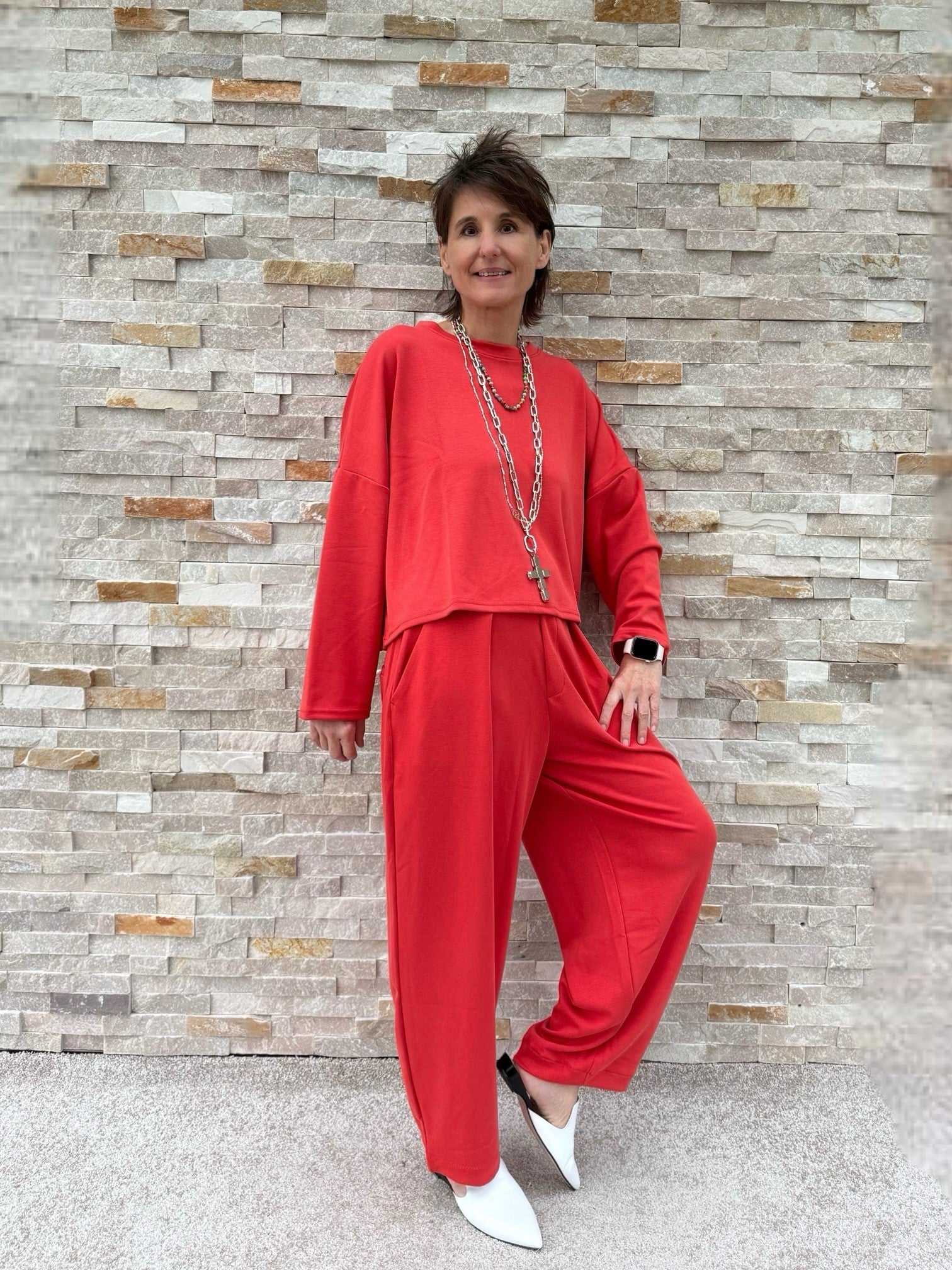 Oversized Scuba Shirt in Rot