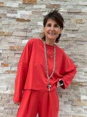 Oversized Scuba Shirt in Rot