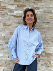 Weite Streifen Bluse in Hellblau