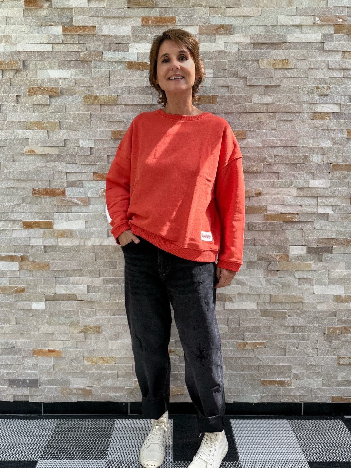 Oversized Sweatshirt OPTIMIST in Rotorange