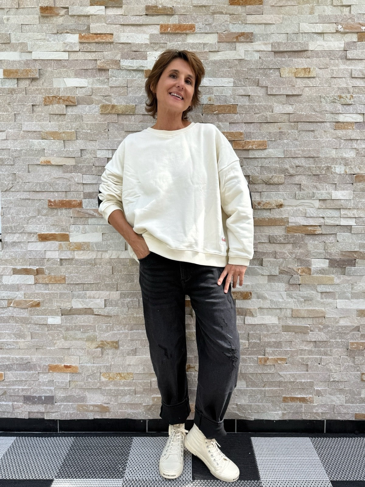 Oversized Sweatshirt OPTIMIST in Vanille