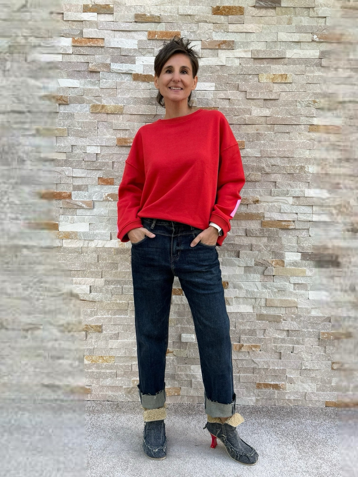 Oversized LA Daydream Sweatshirt in Red