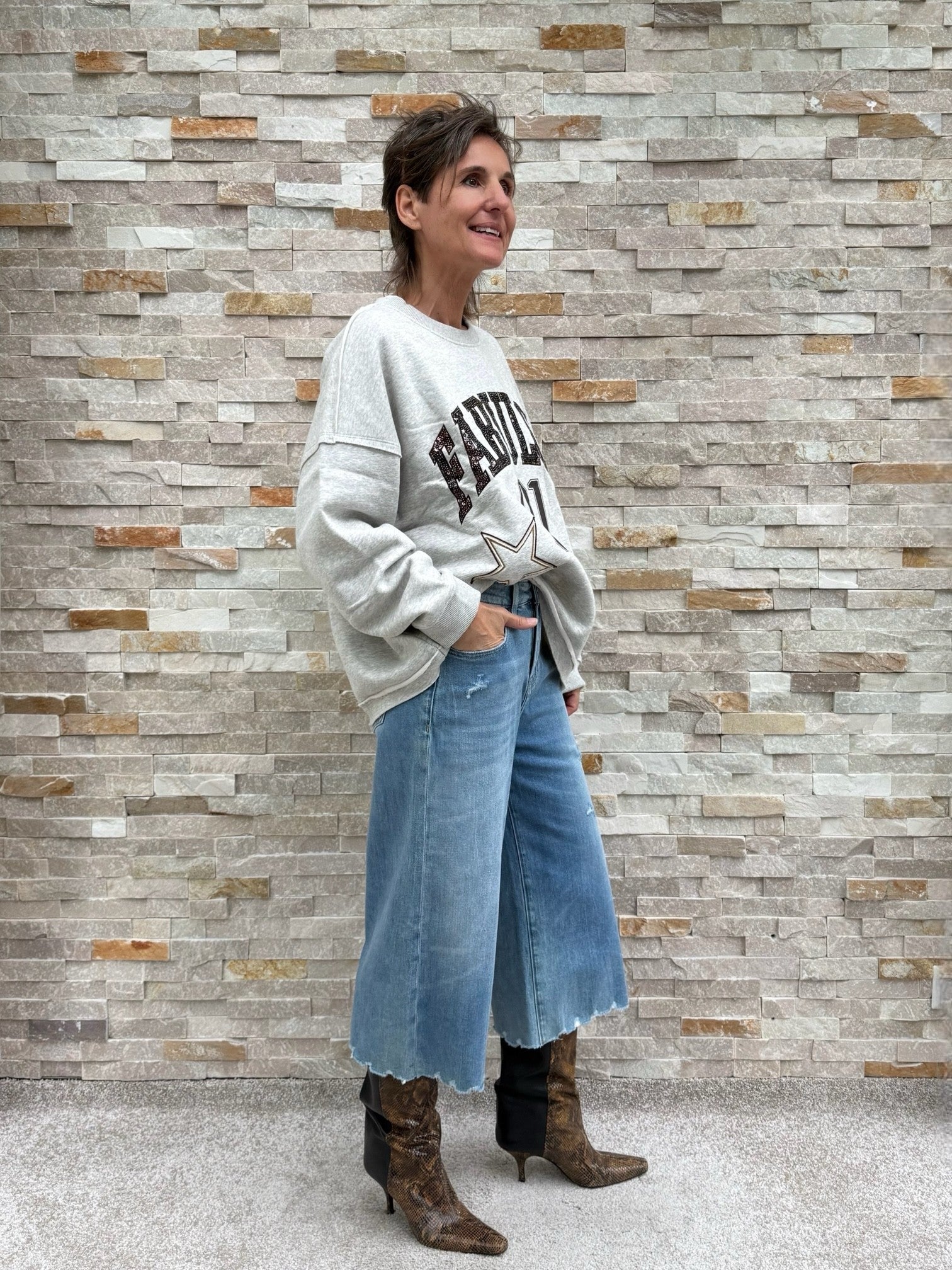 Oversized Sweatshirt FABULOUS Light Beige Melange