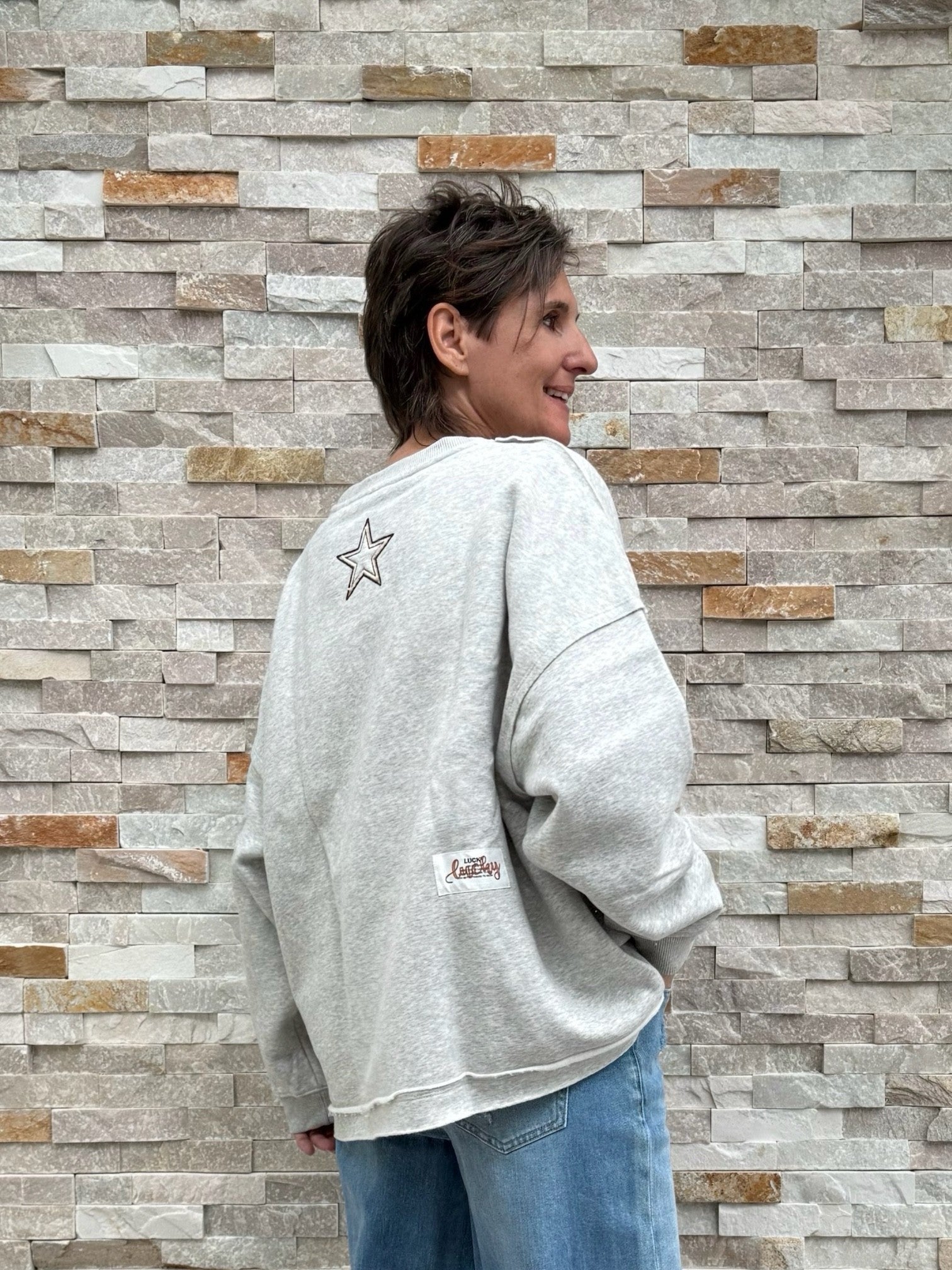 Oversized Sweatshirt FABULOUS Light Beige Melange