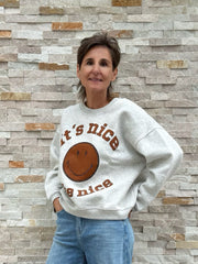 Sweatshirt IT'S NICE in Light Beige Melange
