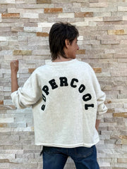 Sweatshirt SUPERCOOL in Silver Melange mit Pine