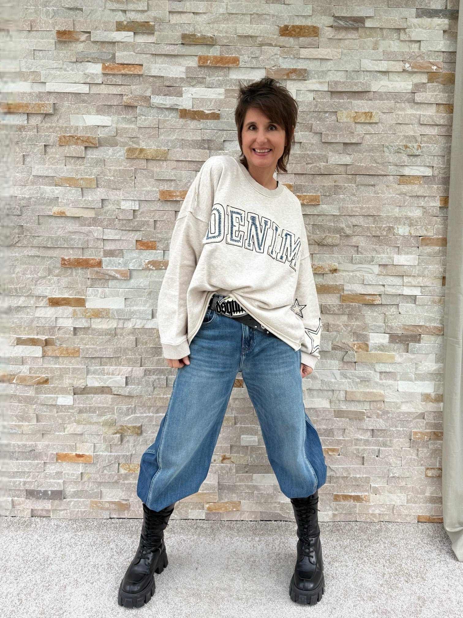 Barrel Jeans NORALIE Contrast Denim Blue