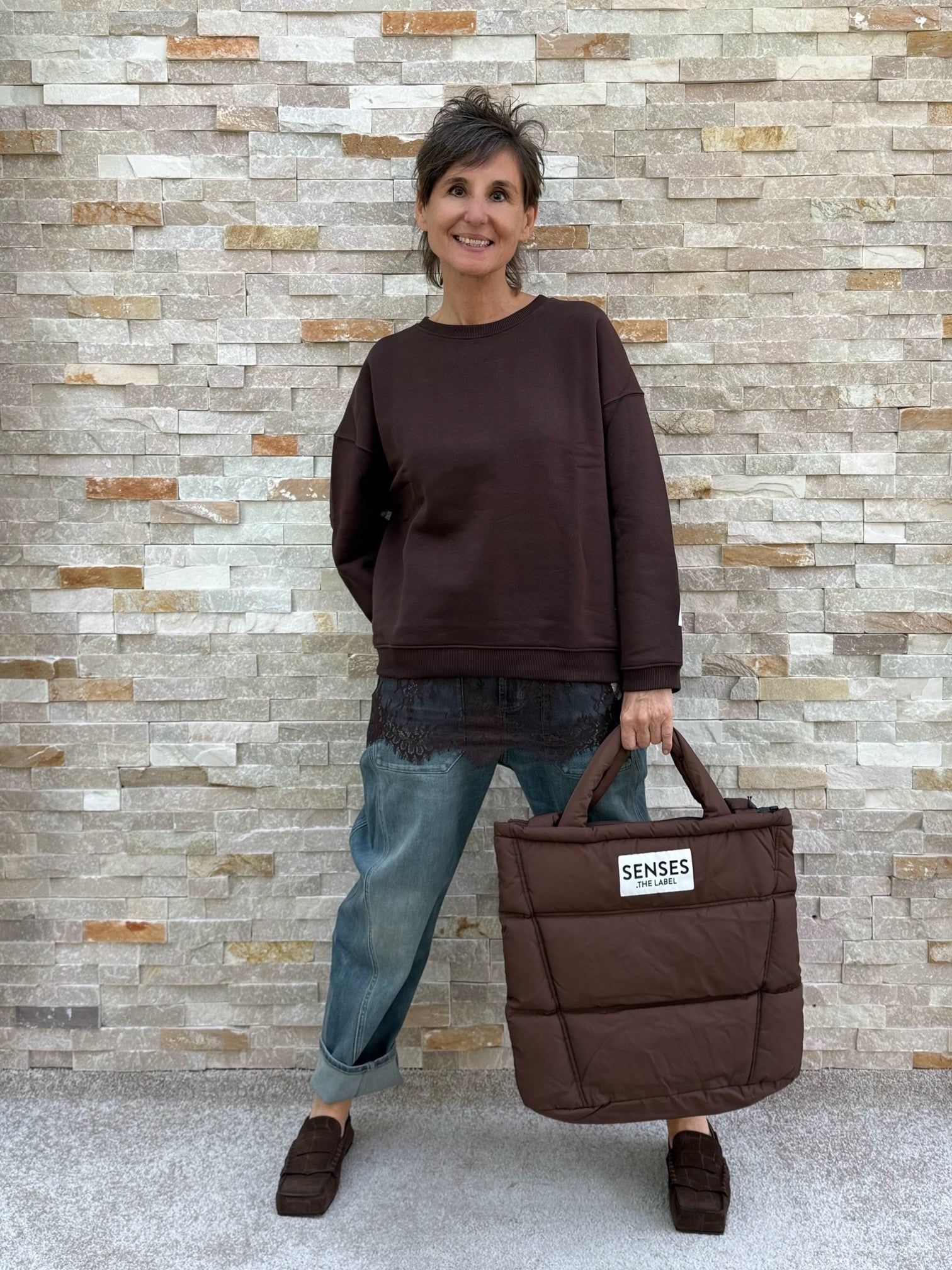 Viscose Lace Top Dark Brown