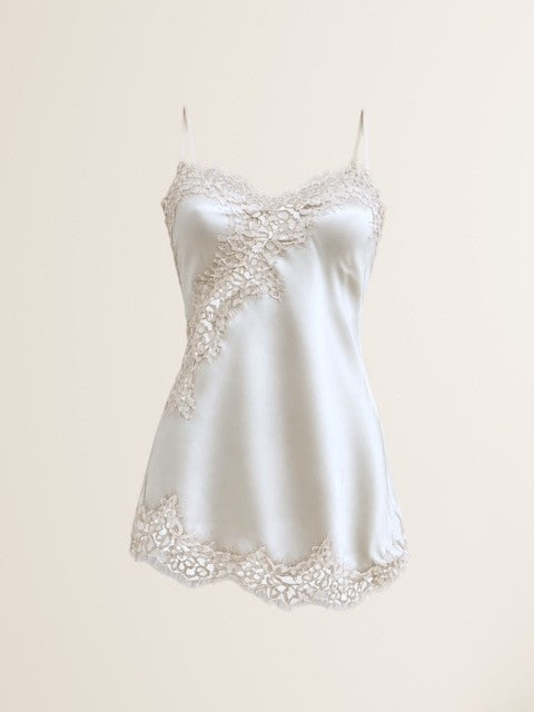 Asymmetrisches Spitzen Top in Creme