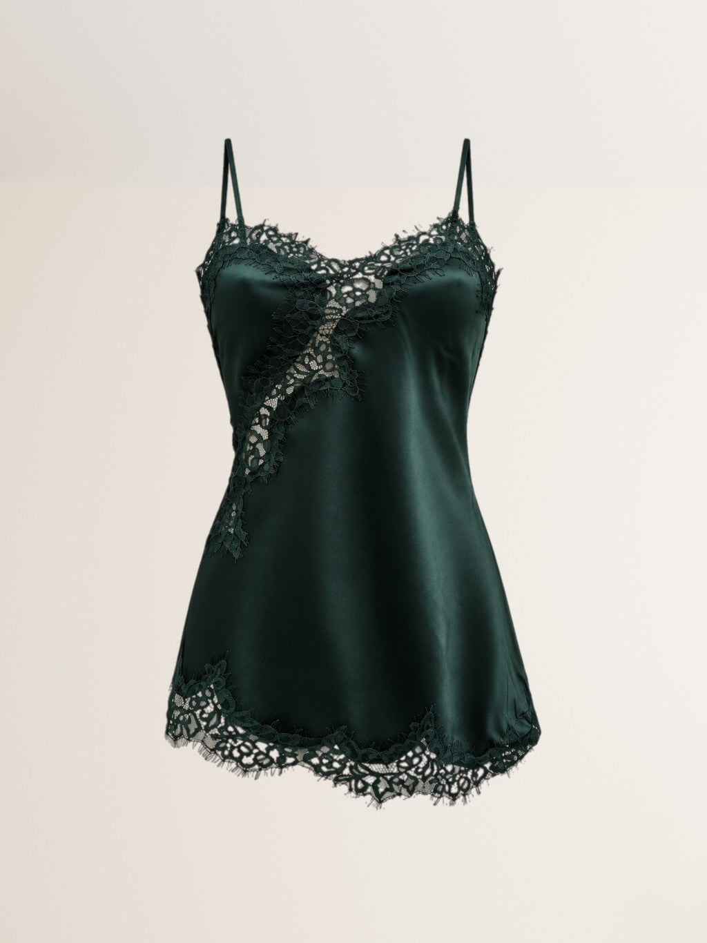 Asymmetrisches Spitzen Top in Pine Green