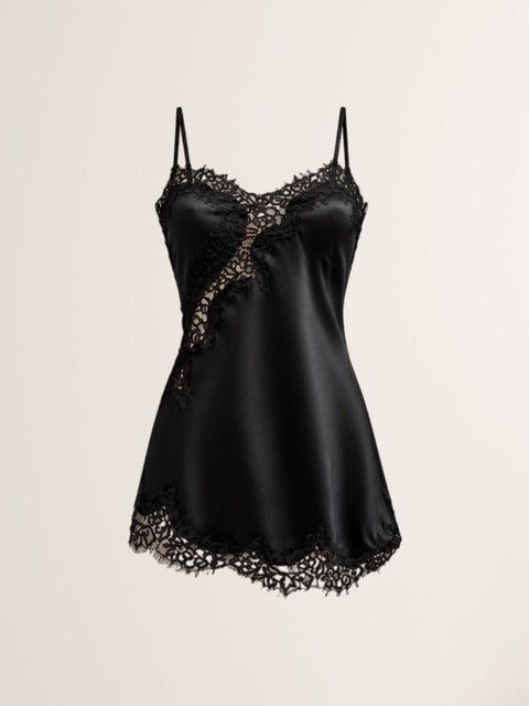 Asymmetrisches Spitzen Top in Schwarz