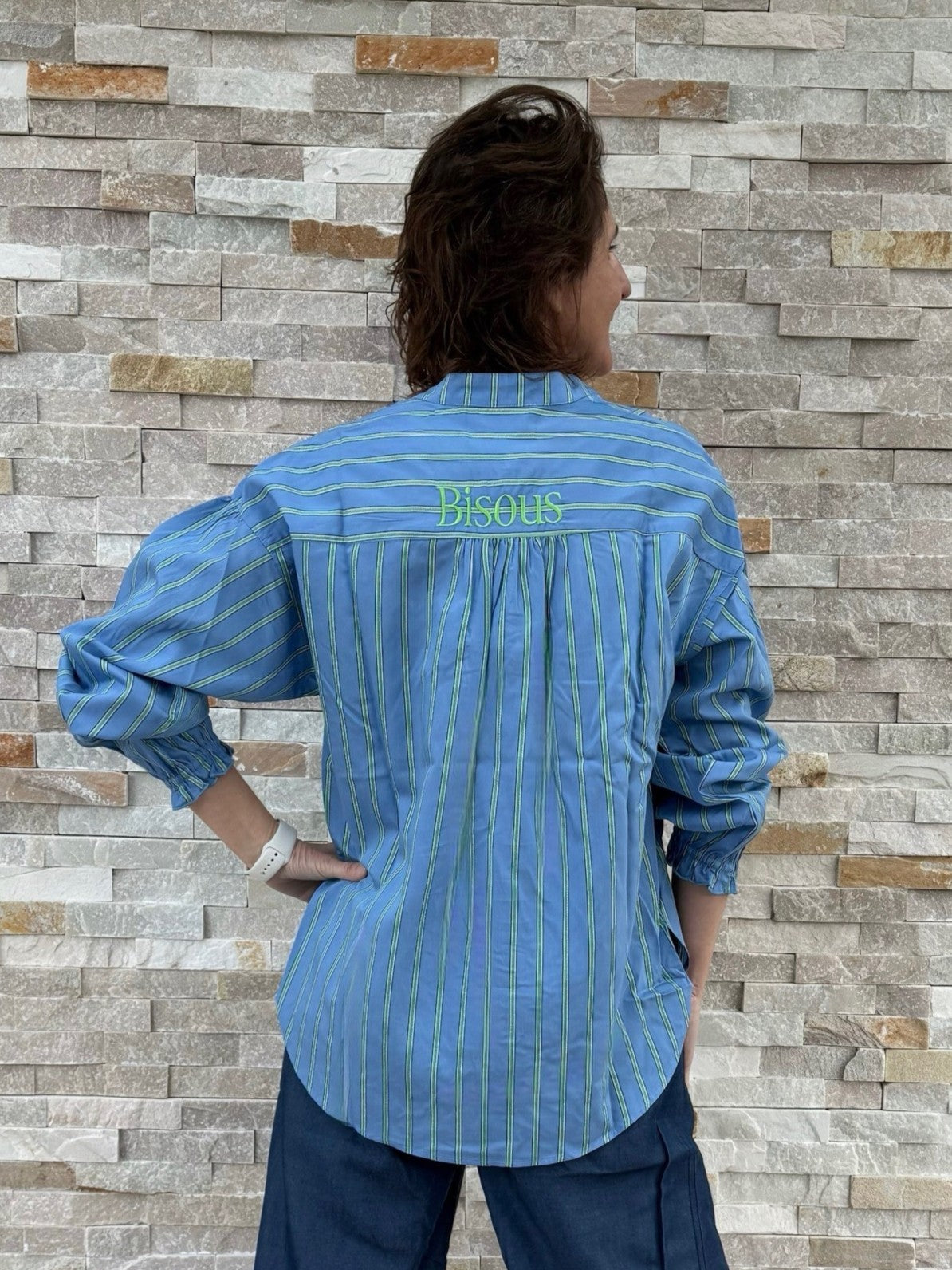 Striped Tunic / Blouse in Blue-Green