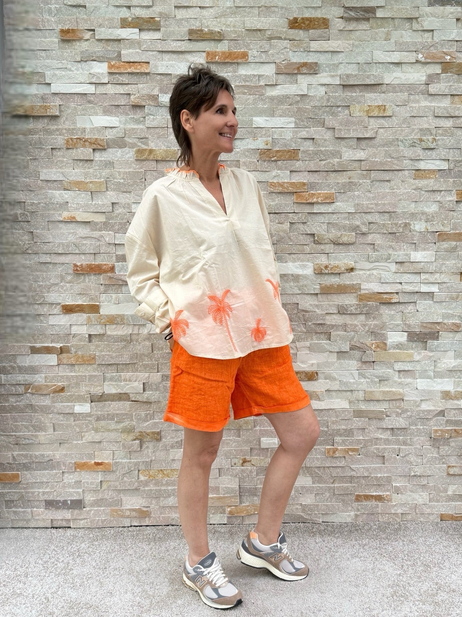 Linen Bermudas OSCAR in orange