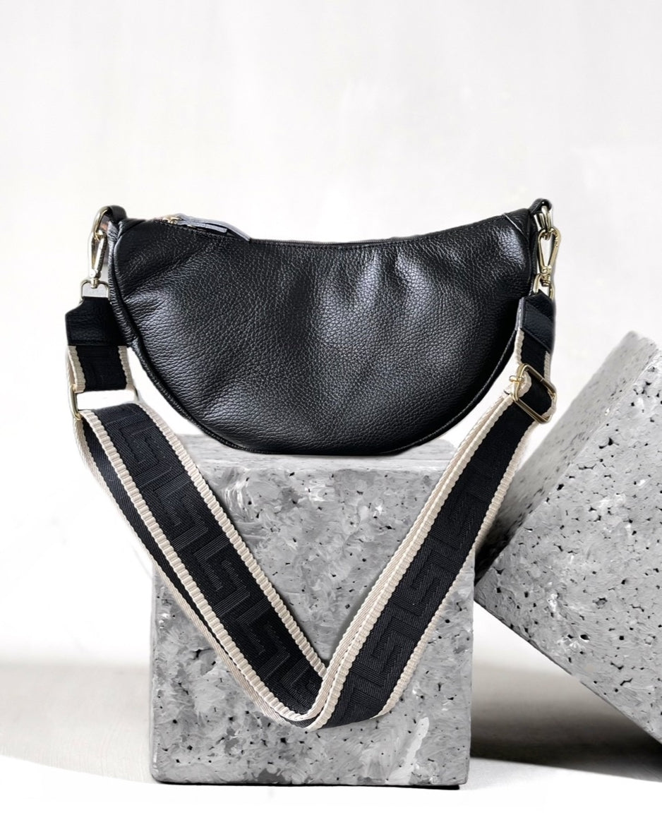 Cross-Body-Bag Leder Schwarz