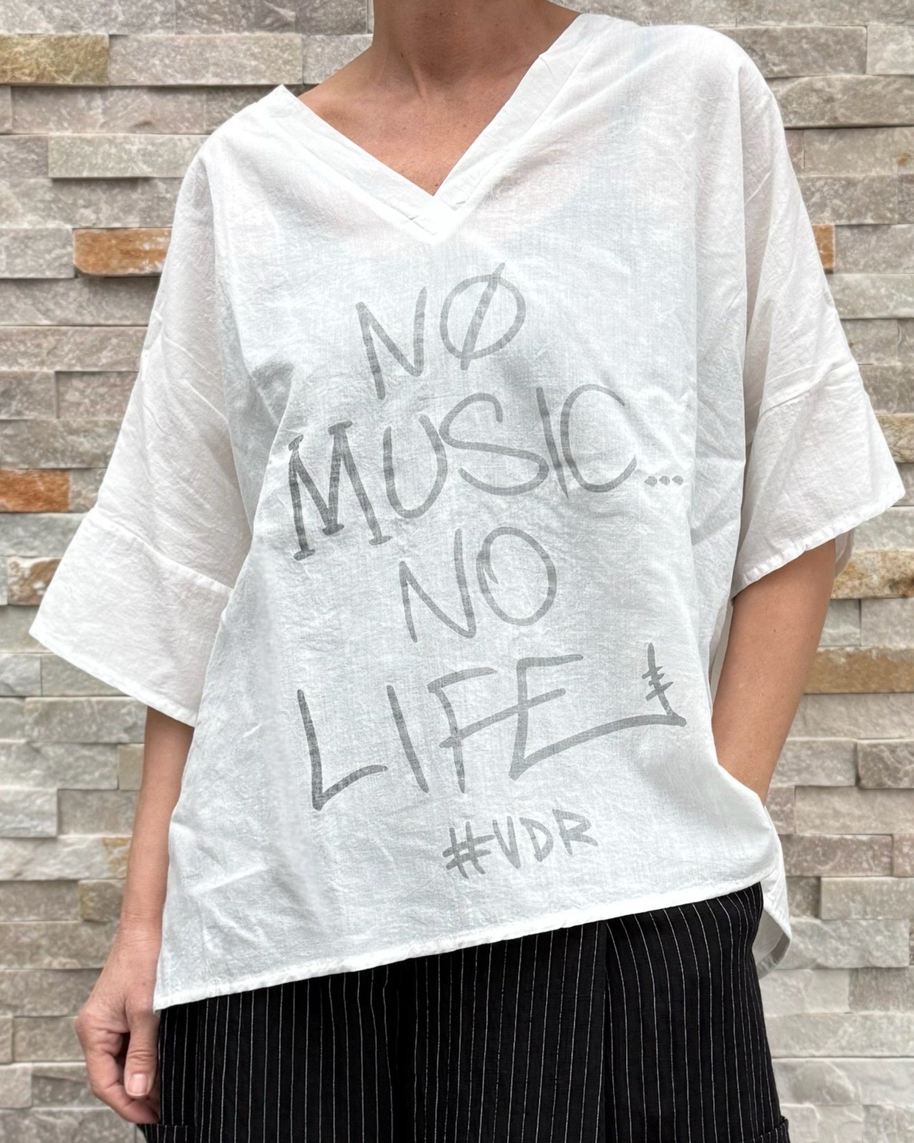 Blusenshirt mit Druck in Offwhite