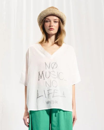 Blusenshirt mit Druck in Offwhite
