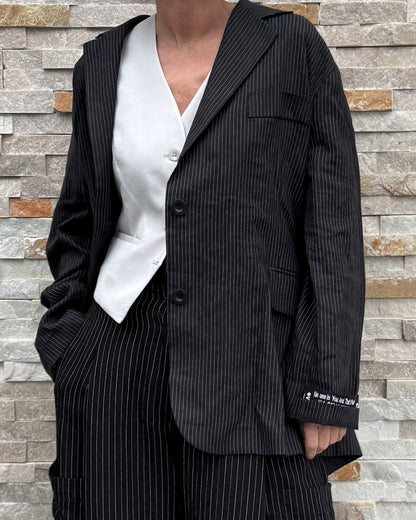 Oversized Leinen Blazer Schwarz
