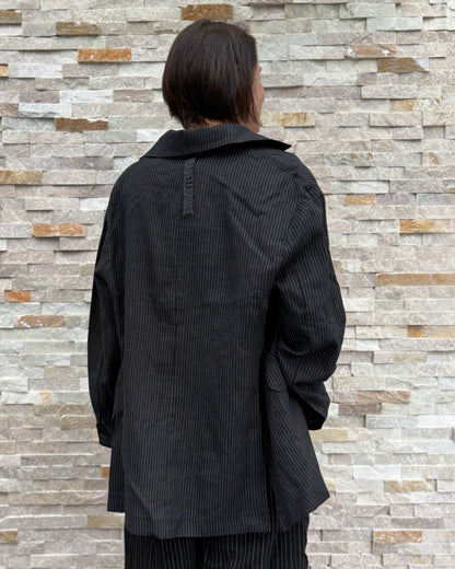 Oversized Leinen Blazer Schwarz