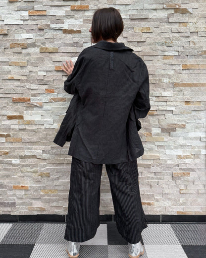Oversized Leinen Blazer Schwarz