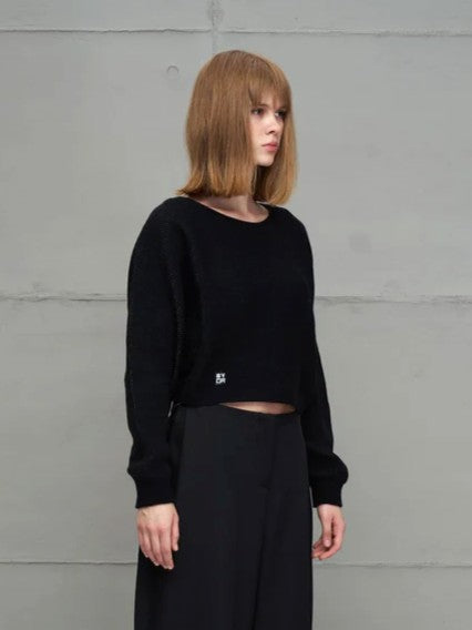 Pullover mit Jacquard Muster auf dem Rücken Schwarz