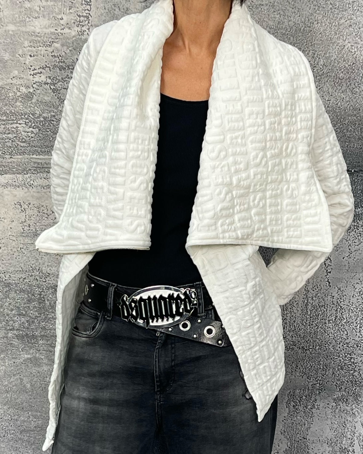 Shirtjacke mit asymmetrischen Reißverschluss Offwhite