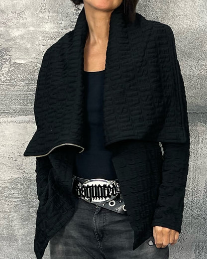 Shirtjacke mit asymmetrischen Reißverschluss Schwarz