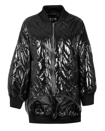 Steppjacke Lackeffekt Schwarz