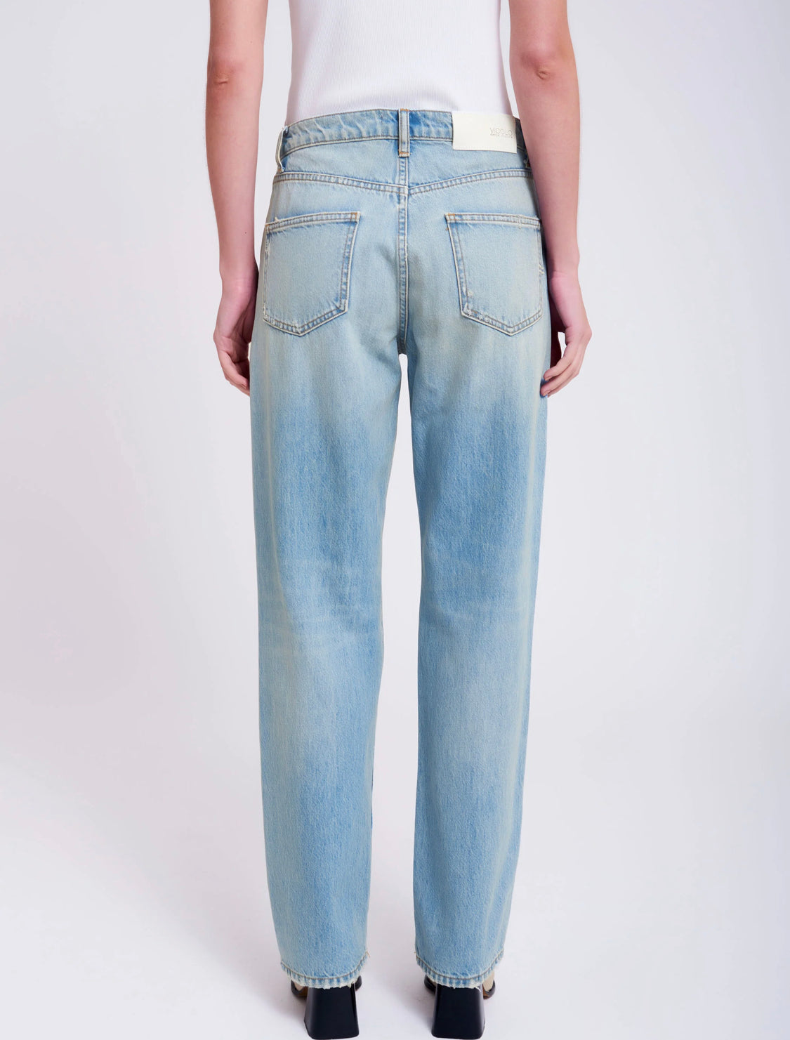 Jeans mit geradem Bein destroyed Hellblau